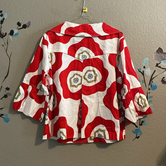 Clara Sun Woo colorful 3/4 jacket geometric floral - Picture 2 of 6